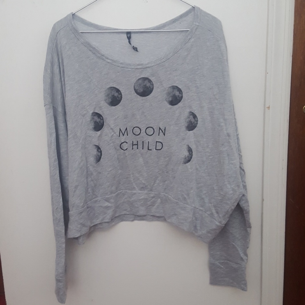 Gray Crop Top Moon Child